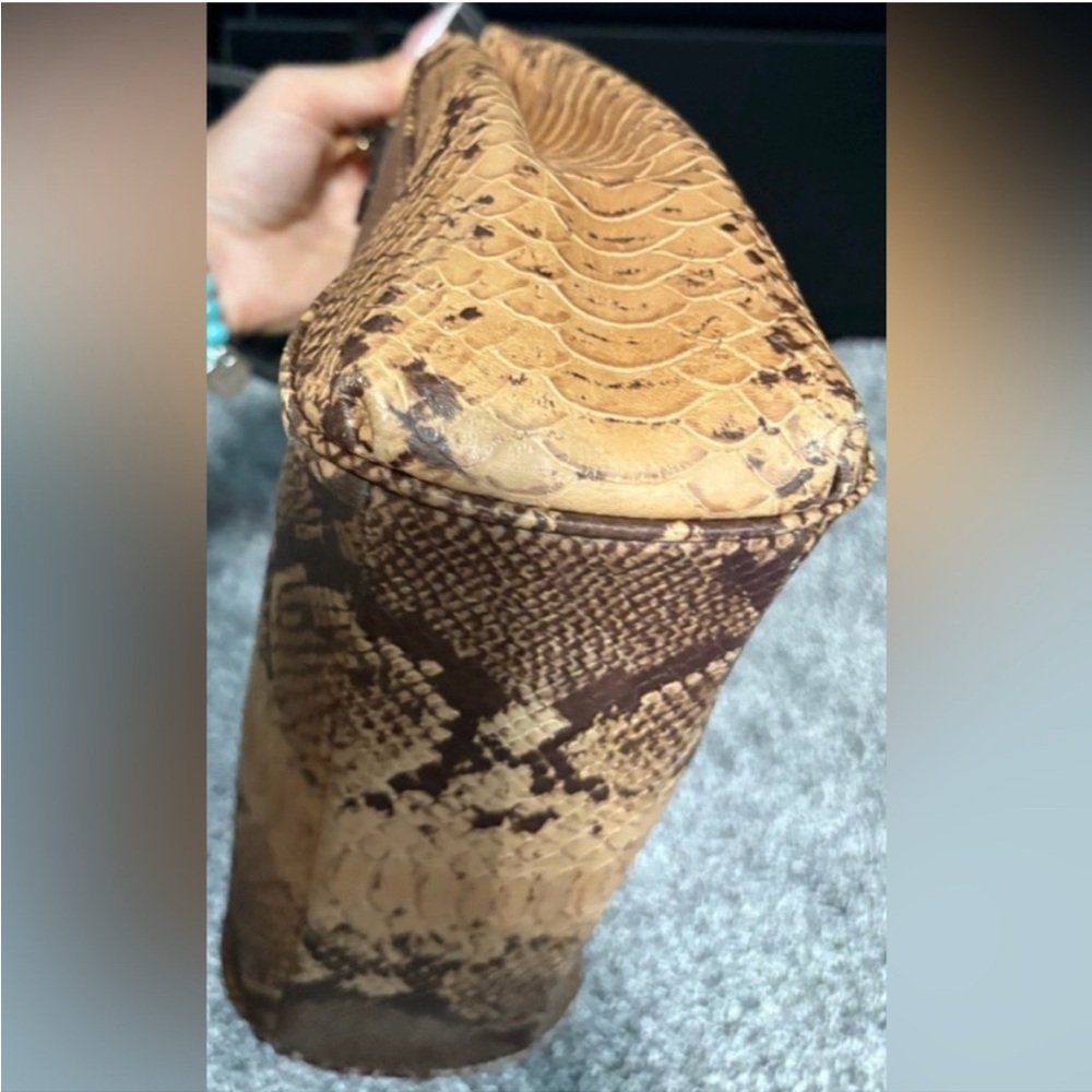 COACH Brown Python Embossed Leather Bennet Bag with Crossbody Strap $385 Retail - Picture 10 of 16